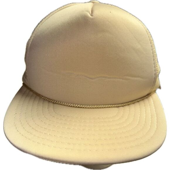 Vintage Other - Blank Cream Mesh Foam Trucker Hat Cap 90’s Quality Caps by George SnapBack